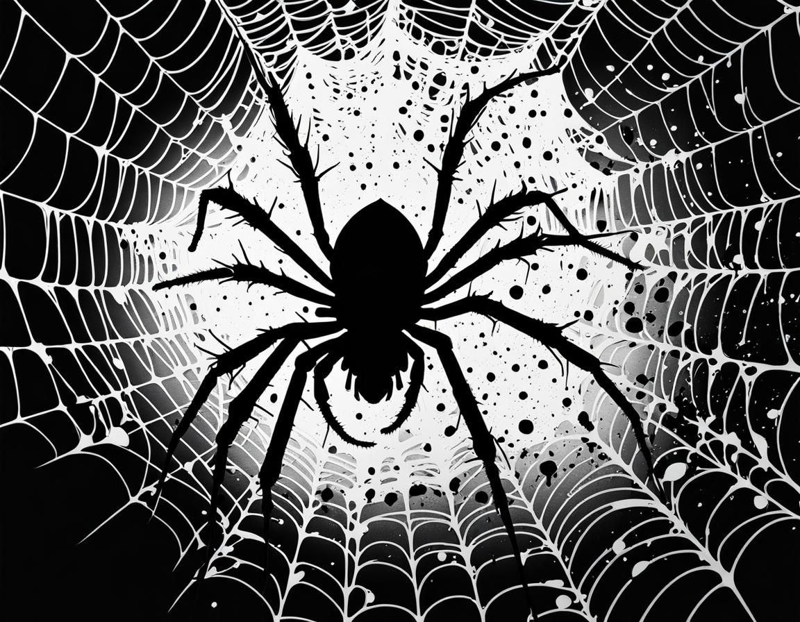 Detailed Ink Splatter Spider Silhouette in HDR
