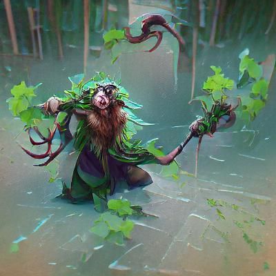 Evil Druid with Grabbing Vines: Fantasy Art