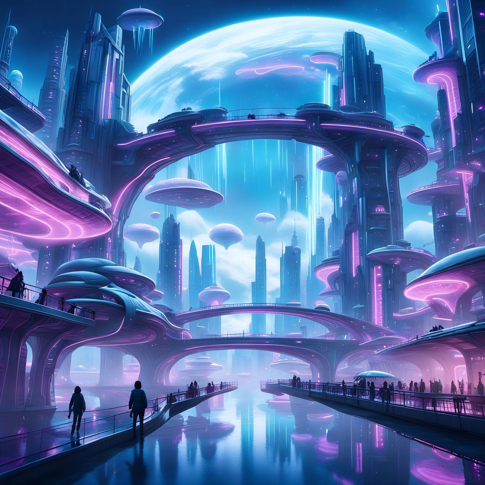 Ethereal Floating City of Luminous Dreams