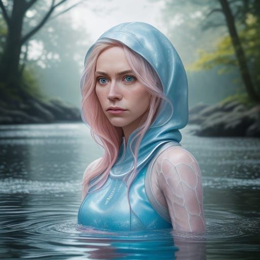 Hyper-Realistic Water Sculpture of Spider-Gwen in Dynamic Po...