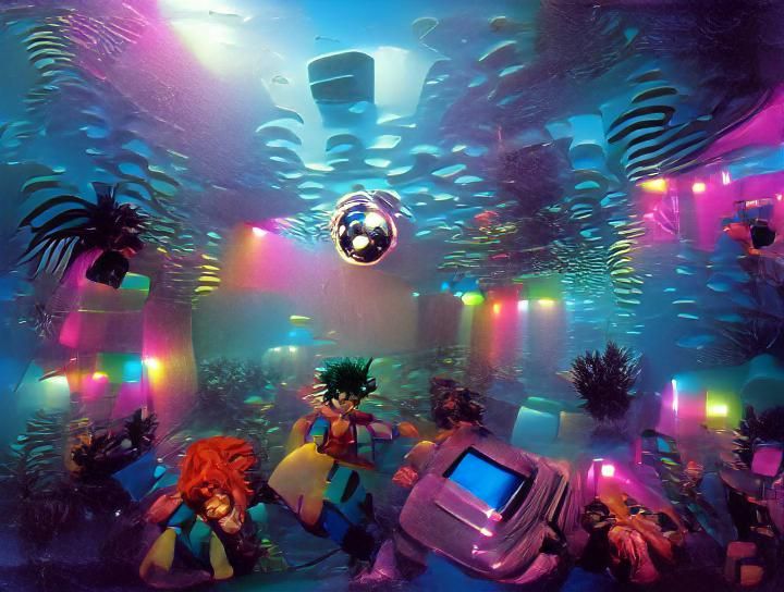 Electric Disco Scene Unfolds Beneath the Waves in a Vibrant ...
