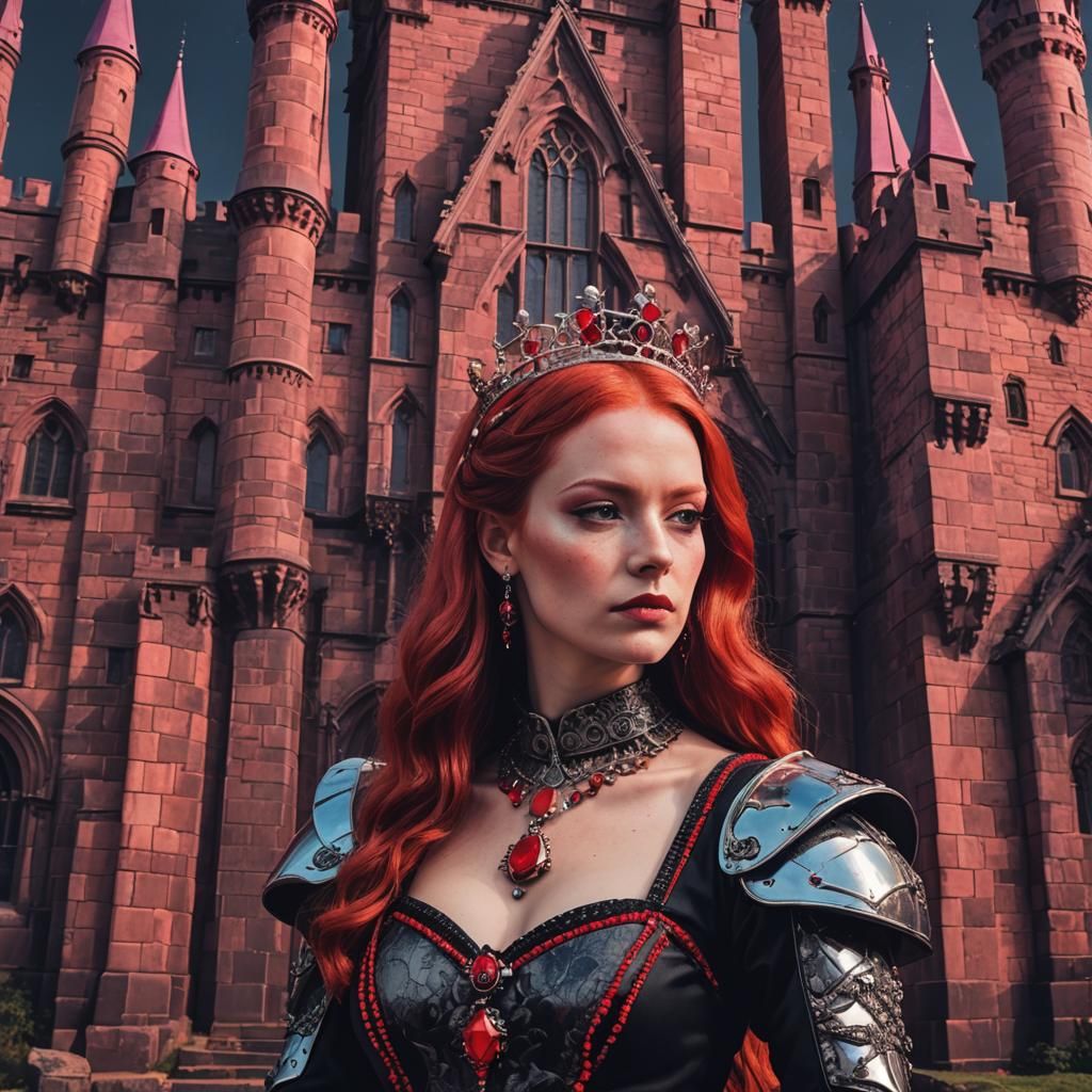 Tudor Queen Portrait in Synthwave Neon Style