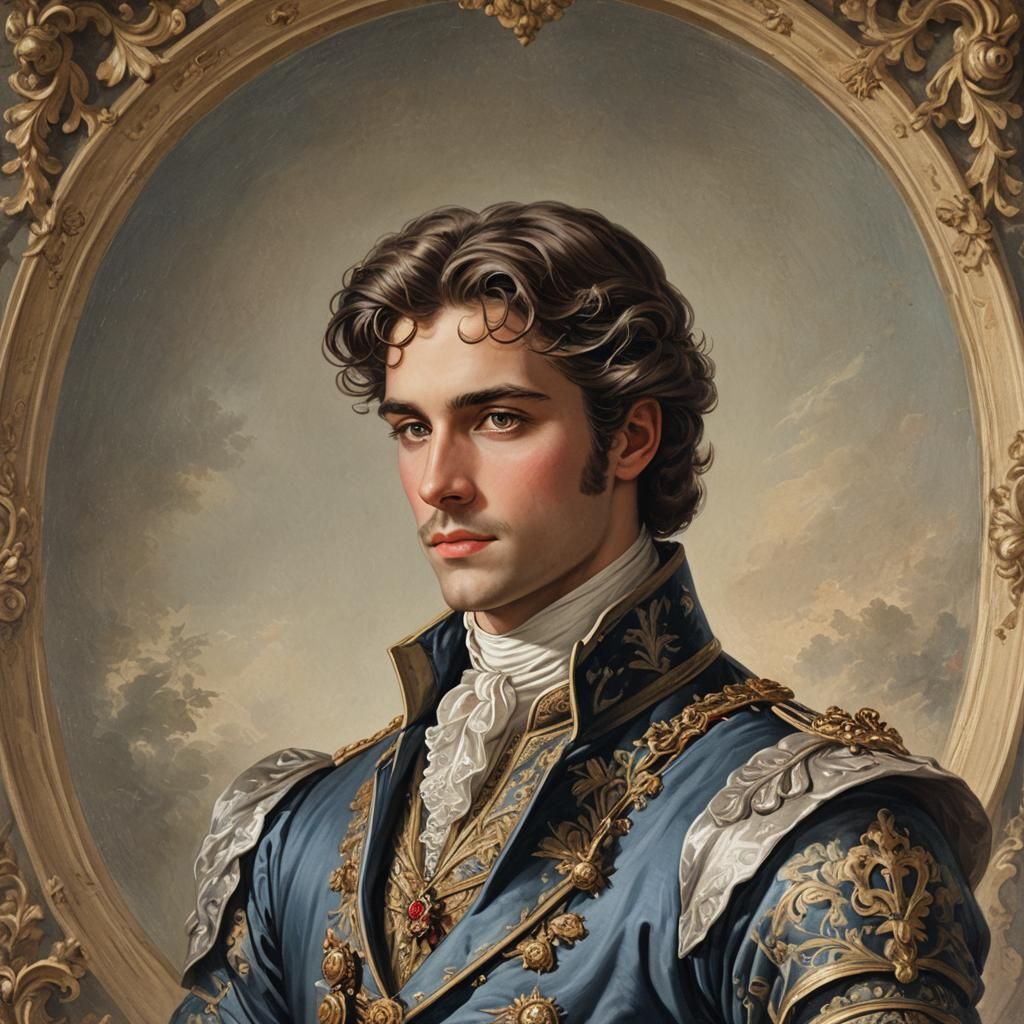 Handsome European Prince in Romantic Era Portrait
