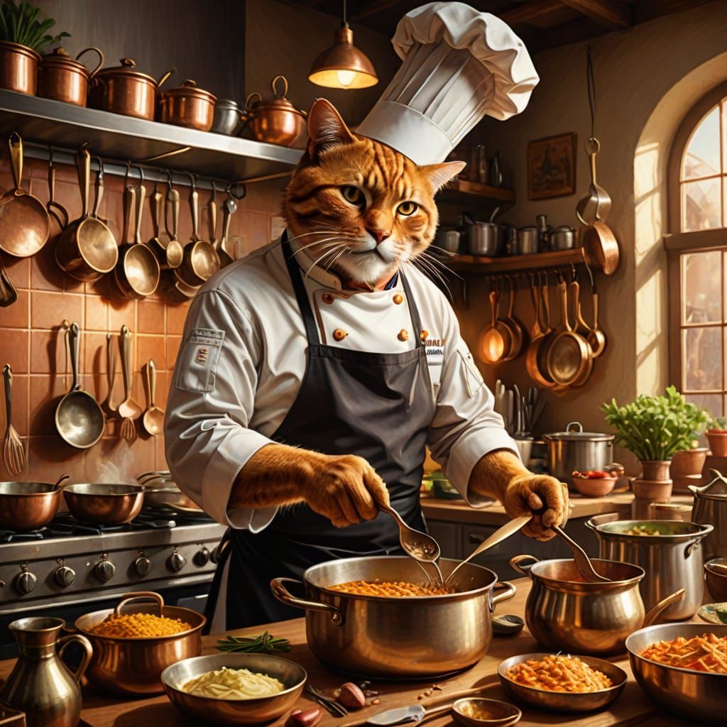 Chef Clemenceau Teaches French Cuisine: Digital Illustration