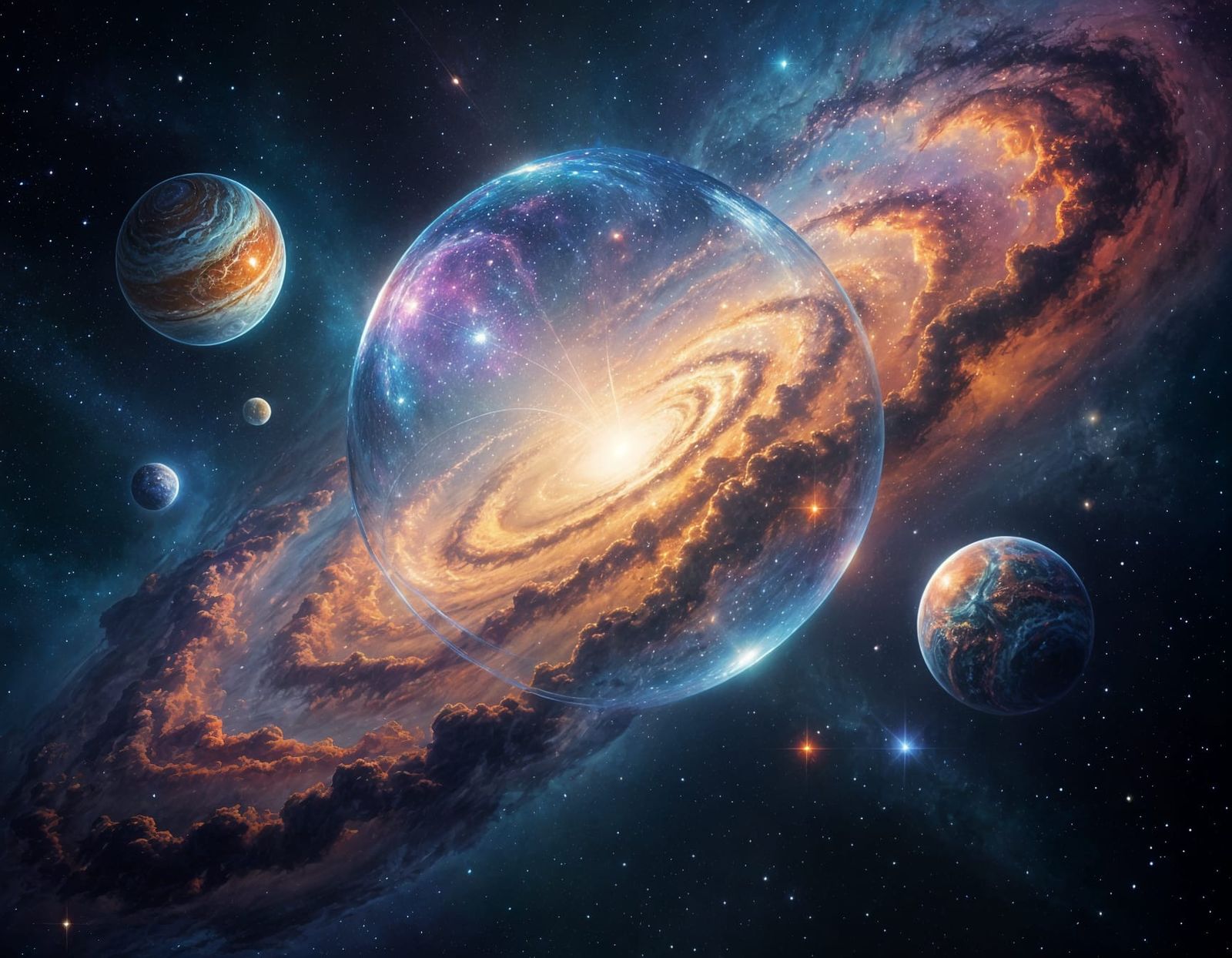 Vivid Glass Nebula In Cosmic Space