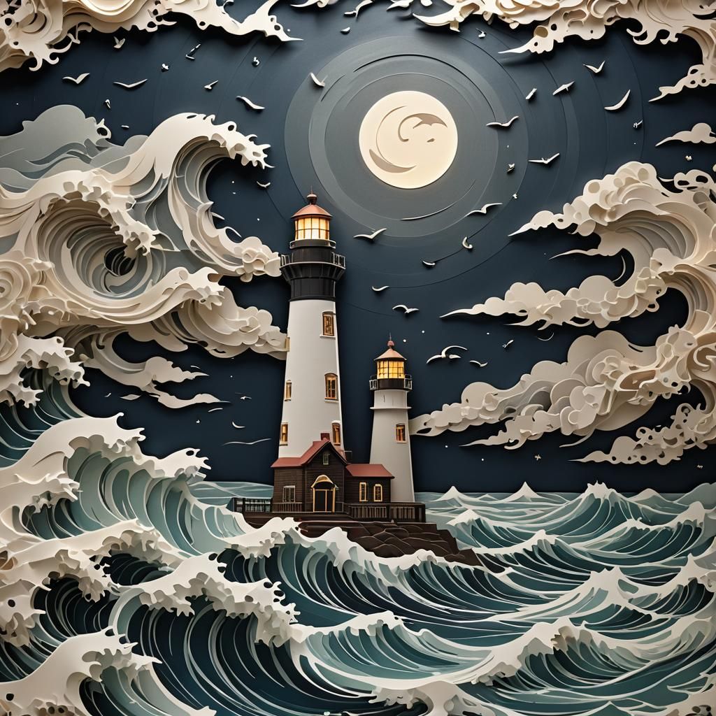 Cut paper lighthouse