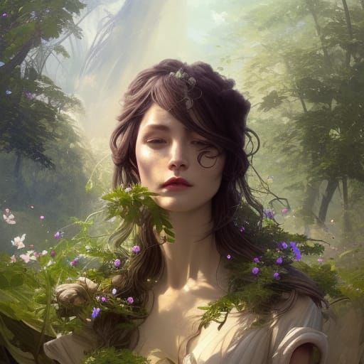 Alien Portrait in a Hyperdetailed Celestial Garden