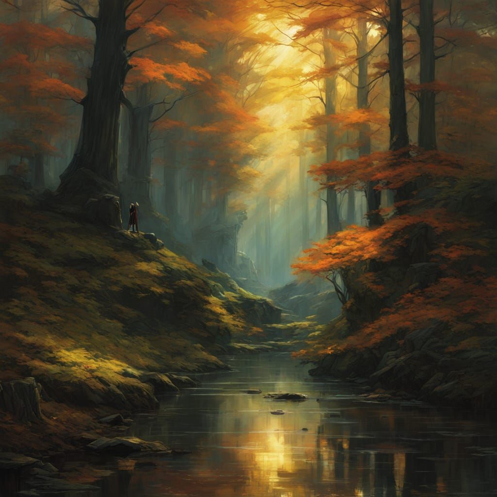 Ethereal Paladin in Chiaroscuro Forest