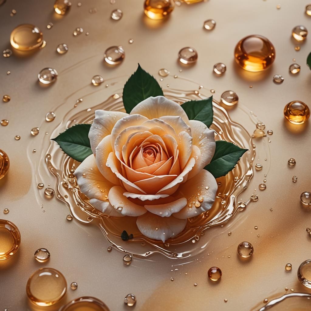 Rose Macro in Cinematic Watercolor Style