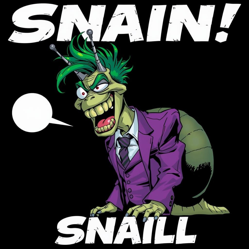 Laughing Snail in Purple Suit, Comic Book Style