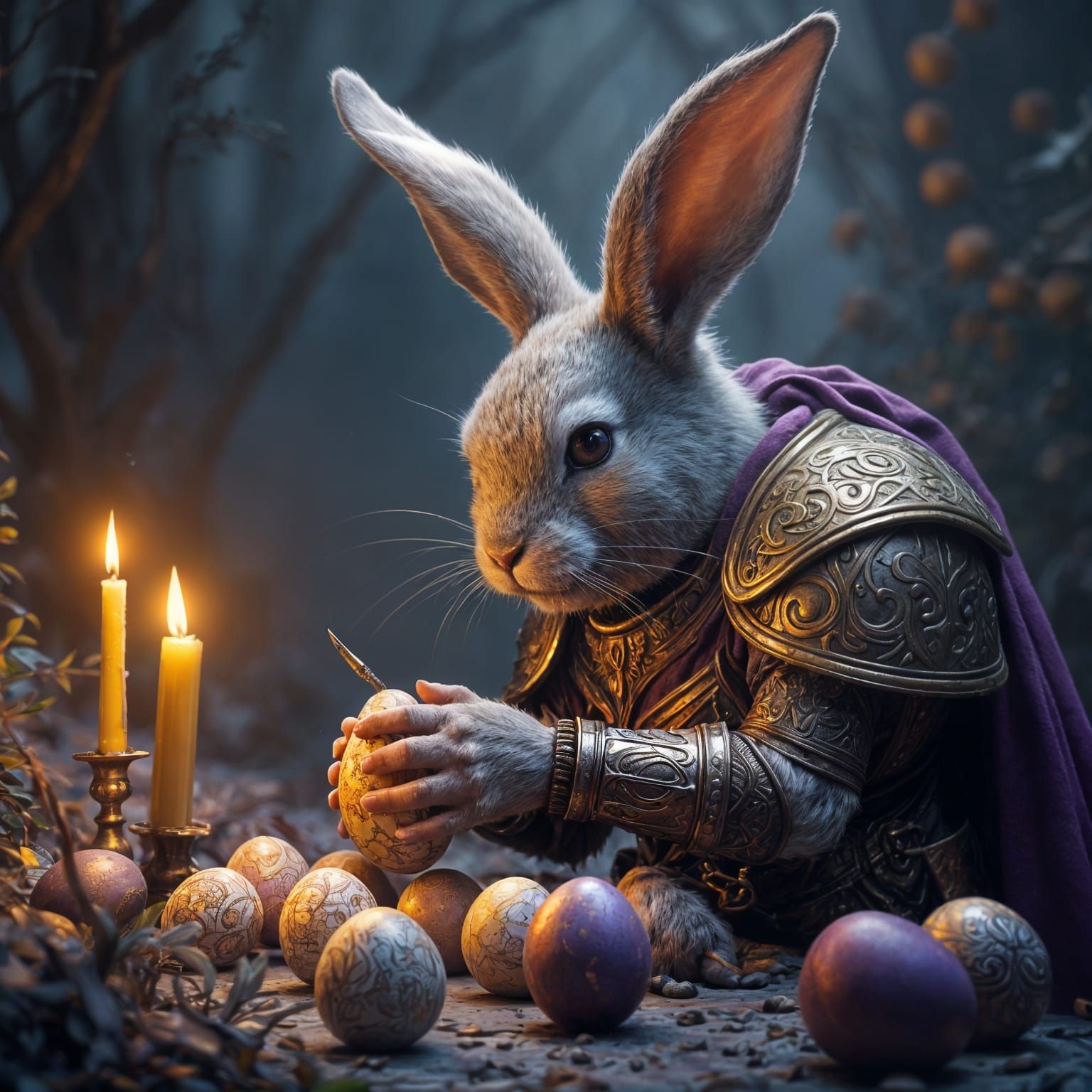 Dark Fantasy Easter Bunny Warrior in Epic Art