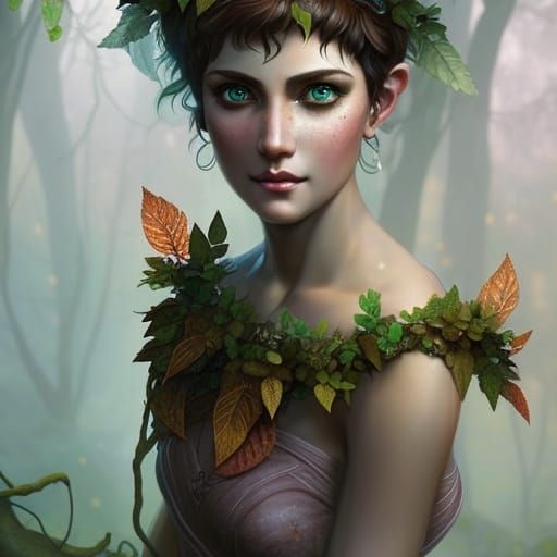 Mushroom Fairy Portrait in Digital Art Style