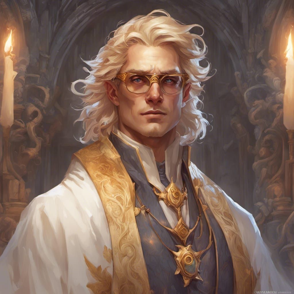 Sun Elf Wizard Casting Spells: Hyperdetailed Portrait