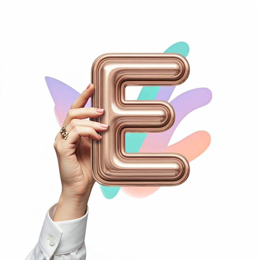 Metallic Art Deco Letter with Abstract Expressionist Flair