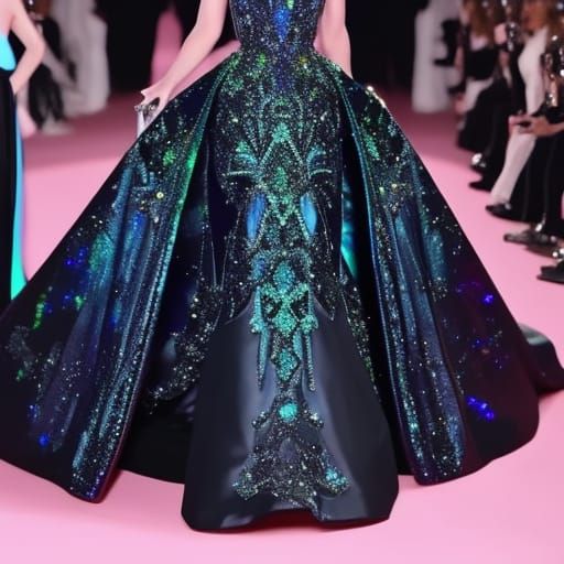 Ethereal Black Opal met gala dress decorated with black opals& Ethereal vibes& magical vibes& beautiful craftsmanship vi...