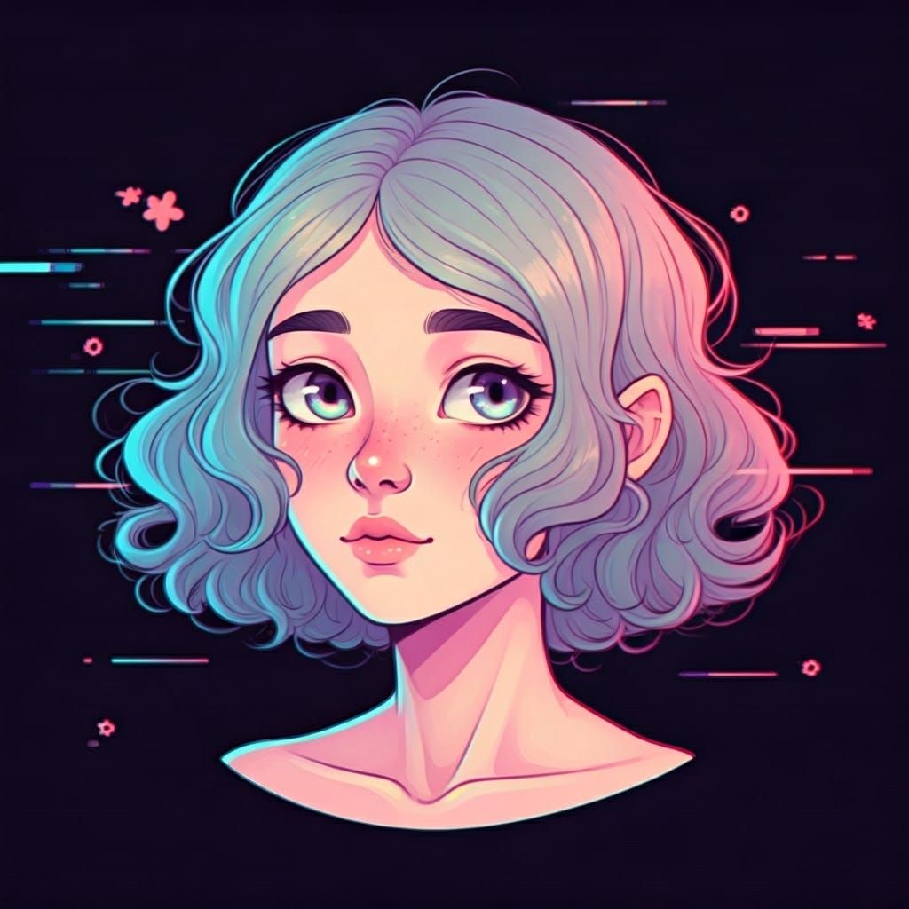 Cute Cyclopean Human in a Vibrant, Glitchy Dreamscape