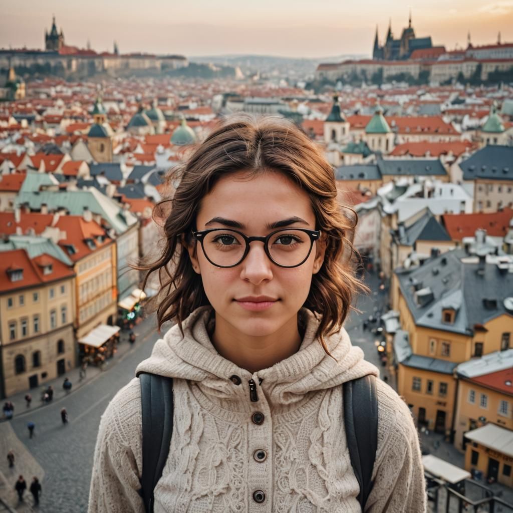 Greek Girl Portrait in Prague, Martin Schoeller Style
