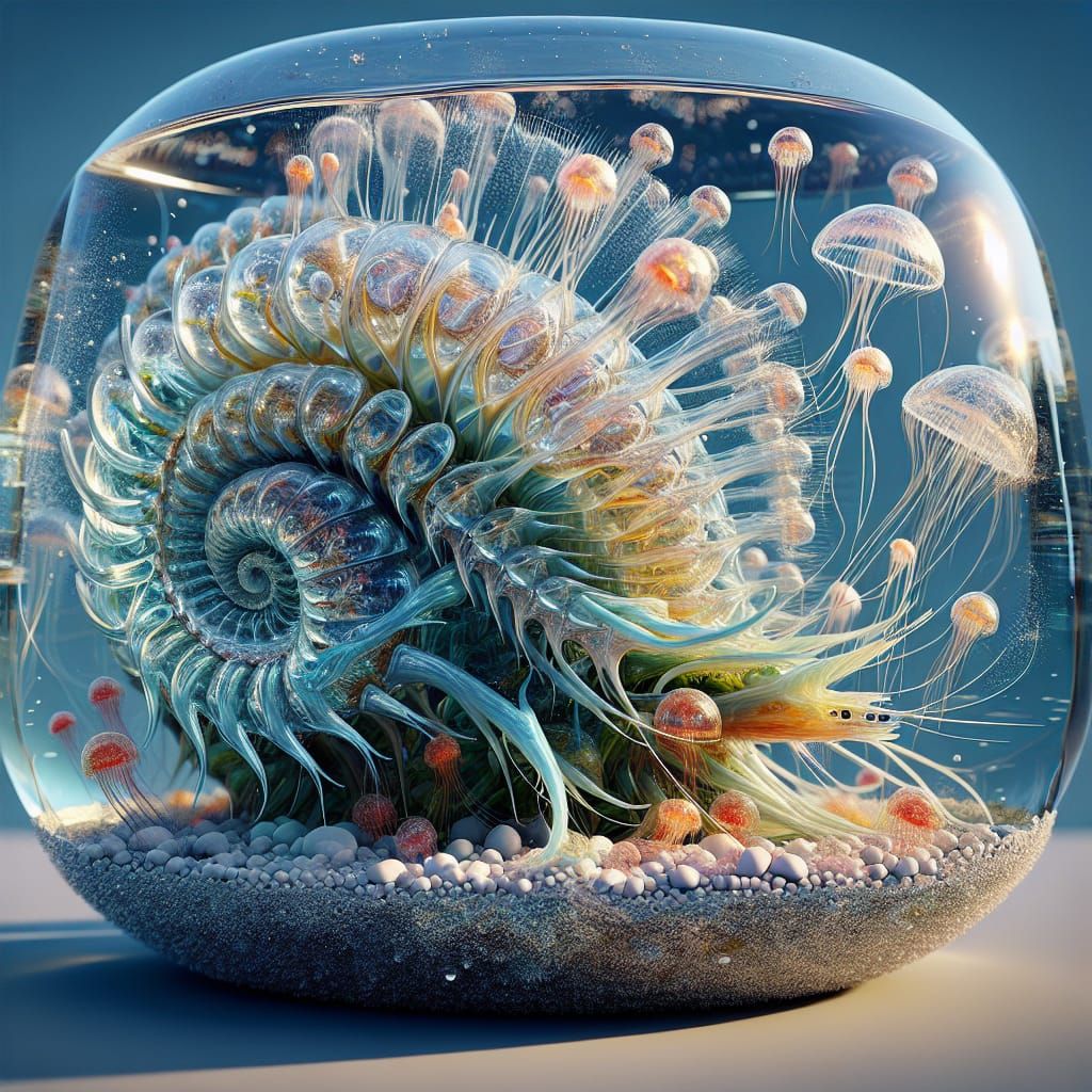 Bioluminescent Glass Snail Shell in Tropical Waters