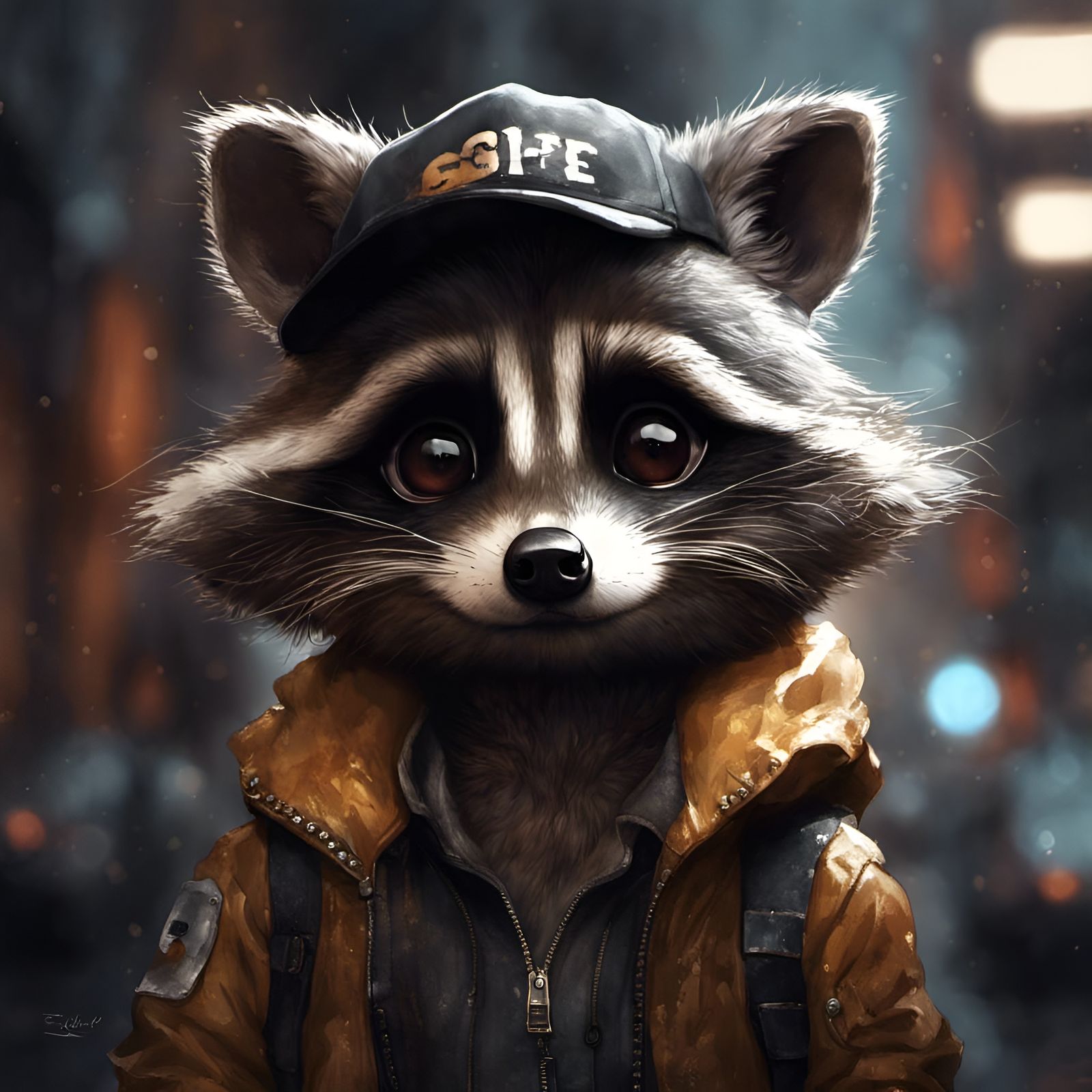 Adorable Furry Raccoon Portrait in Detailed 3D Style