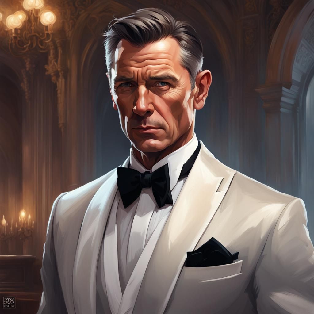 Hyperrealistic Tuxedo Portrait in Dynamic Lighting