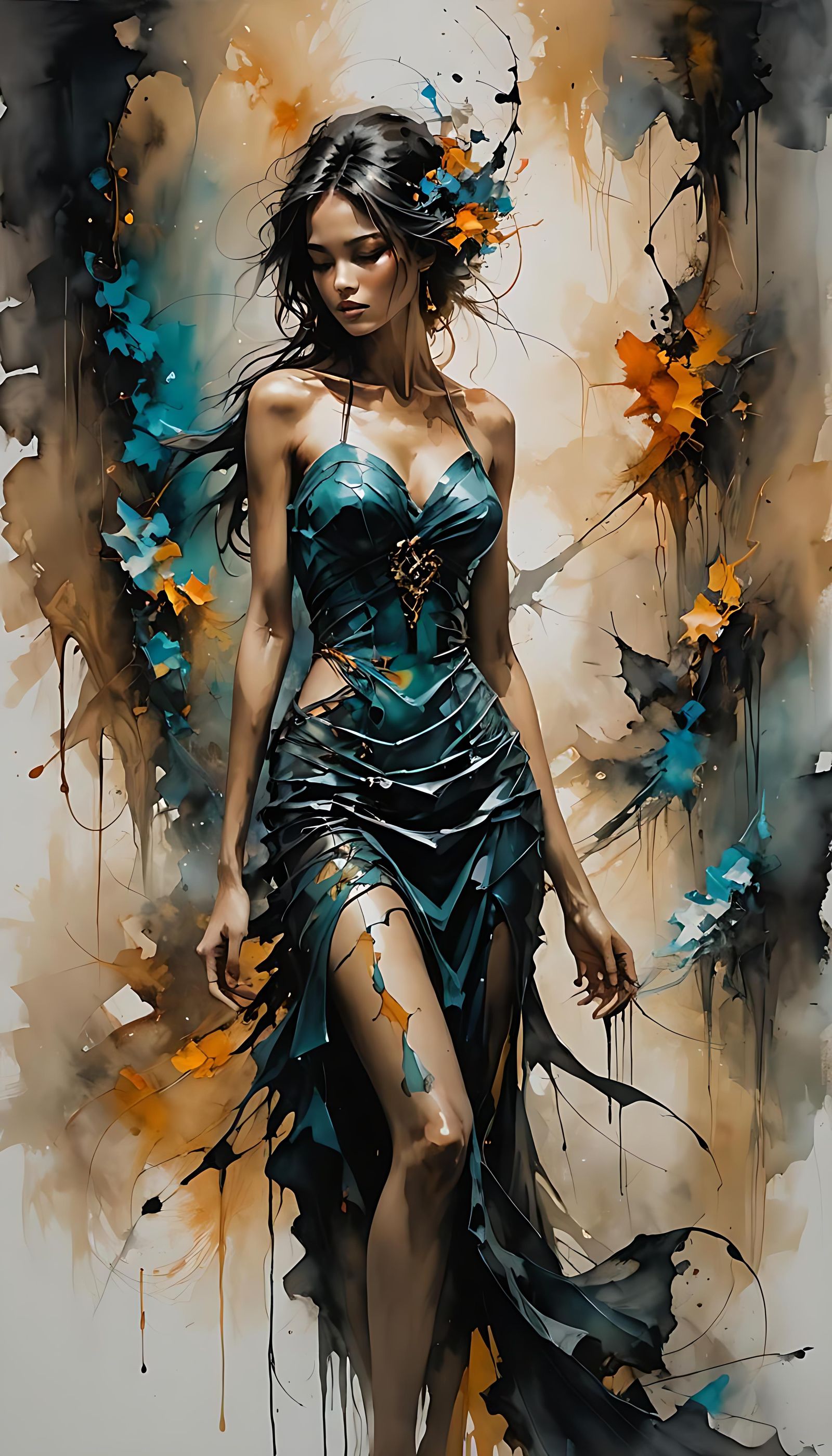 Abstract Alcohol Ink Painting with HDR Effects