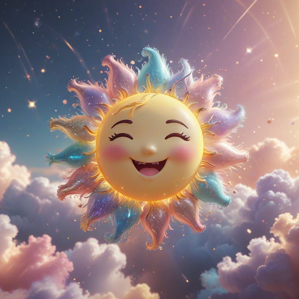 Kawaii Pastel Sun with Gentle Rays - 3D Render