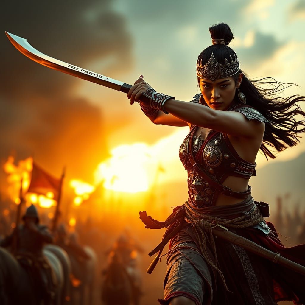 Laotian Warrior Woman in Medieval Fantasy Combat