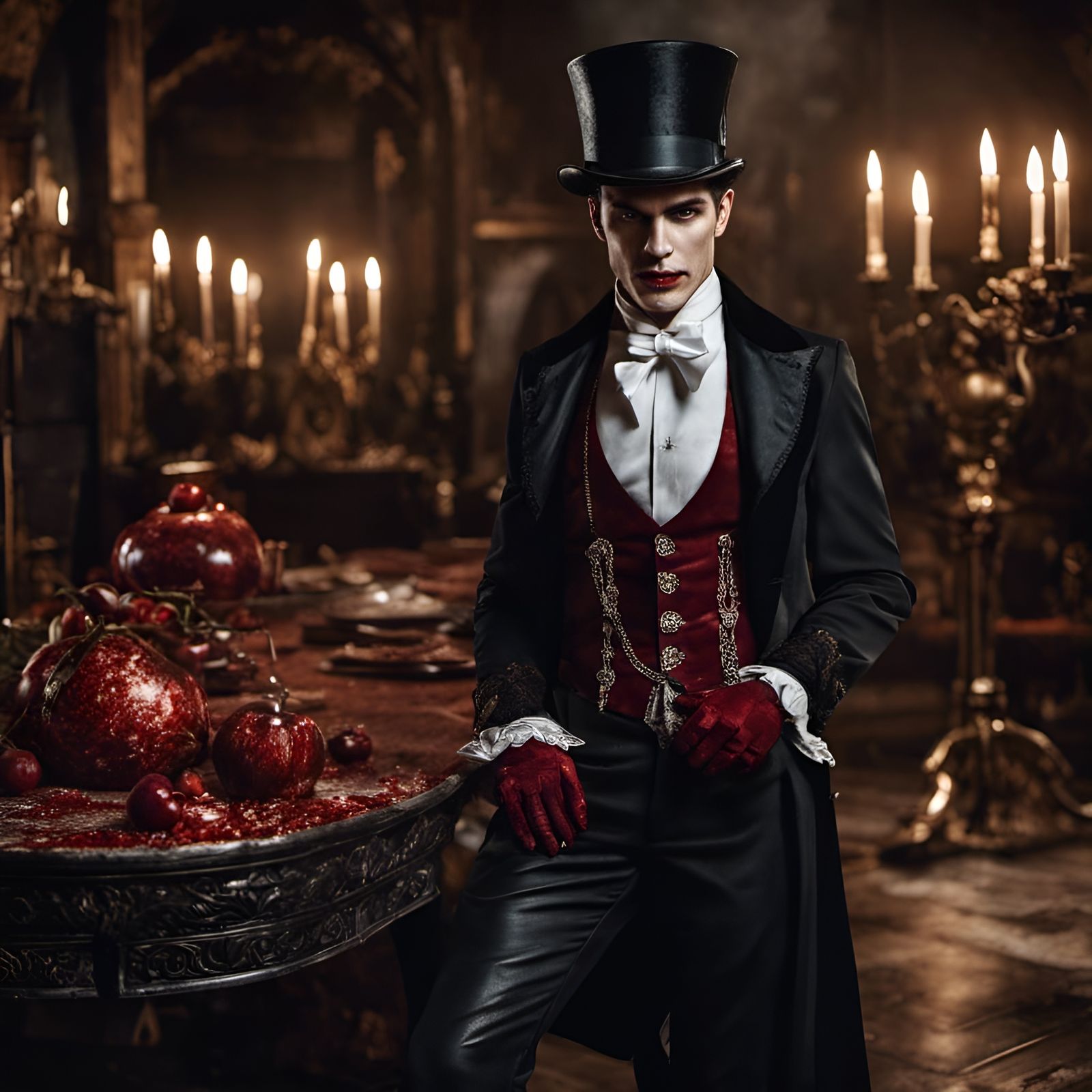 Male Vampire Portrait with Diabolic Eyes