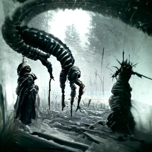 Nightmare Centipedes in Gothic Horror Style