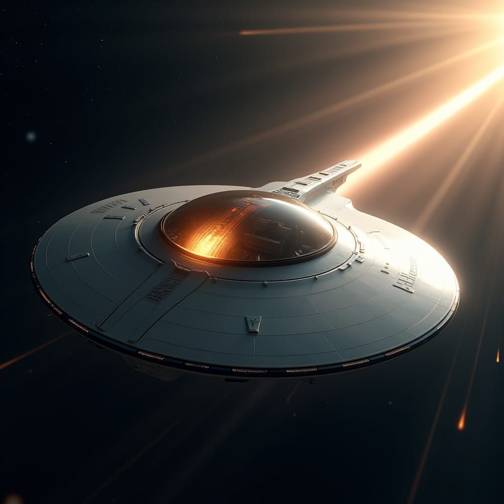 Futuristic Spaceship Soaring Through Starry Expanse