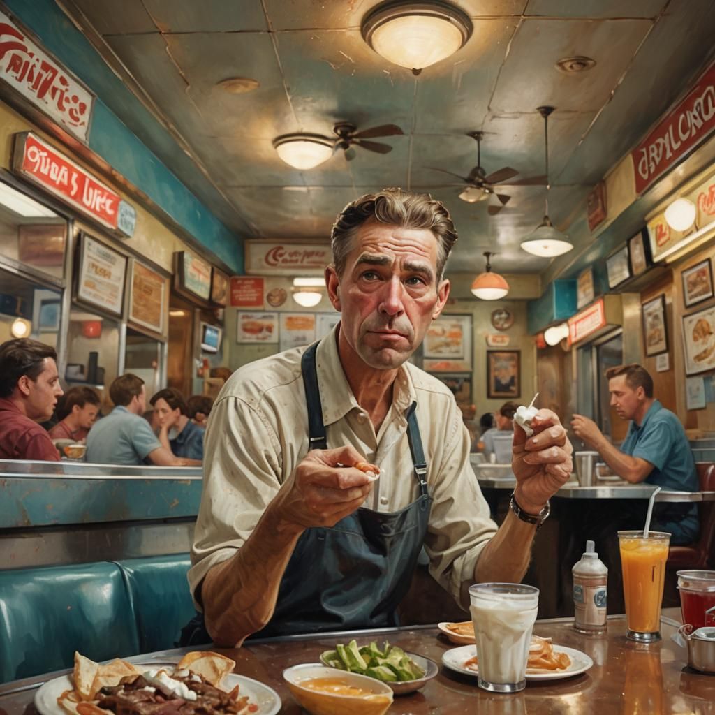 Diner Patron Asks for Juice, Norman Rockwell Style