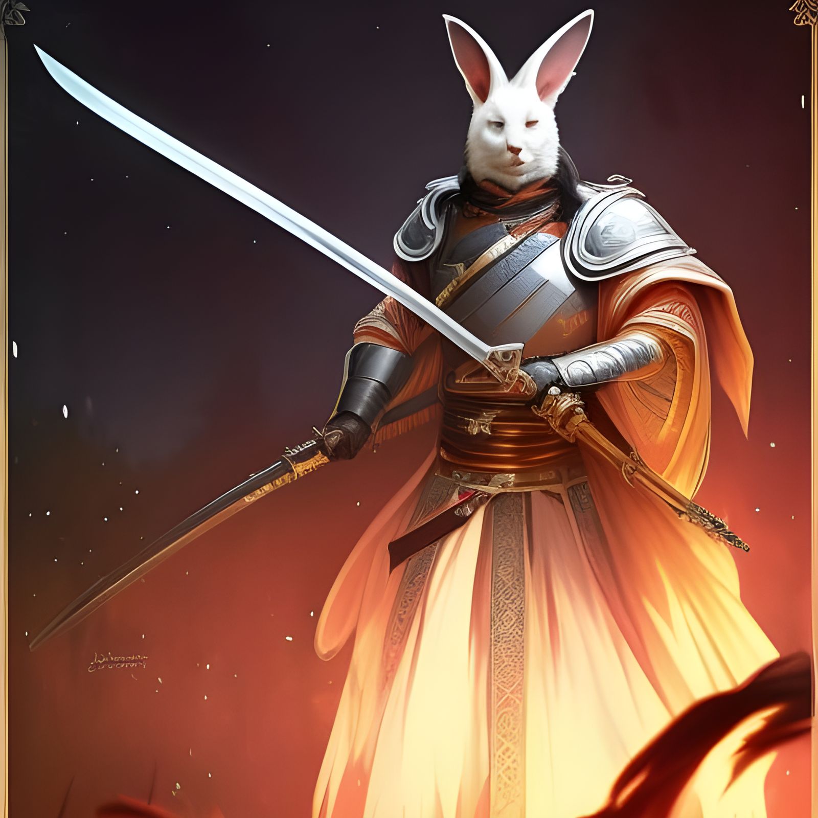 Rabbit Samurai in Dark Fantasy Concept Art