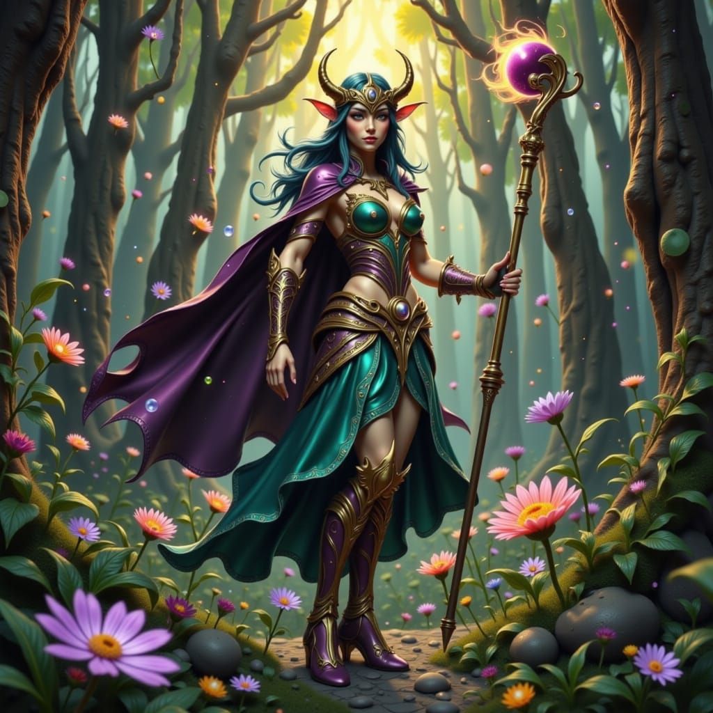 Mystical Elf Warrior in 3D Anime Style