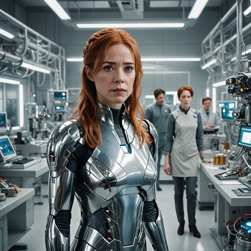 Tony Stark's Daughter in a High-Tech Laboratory
