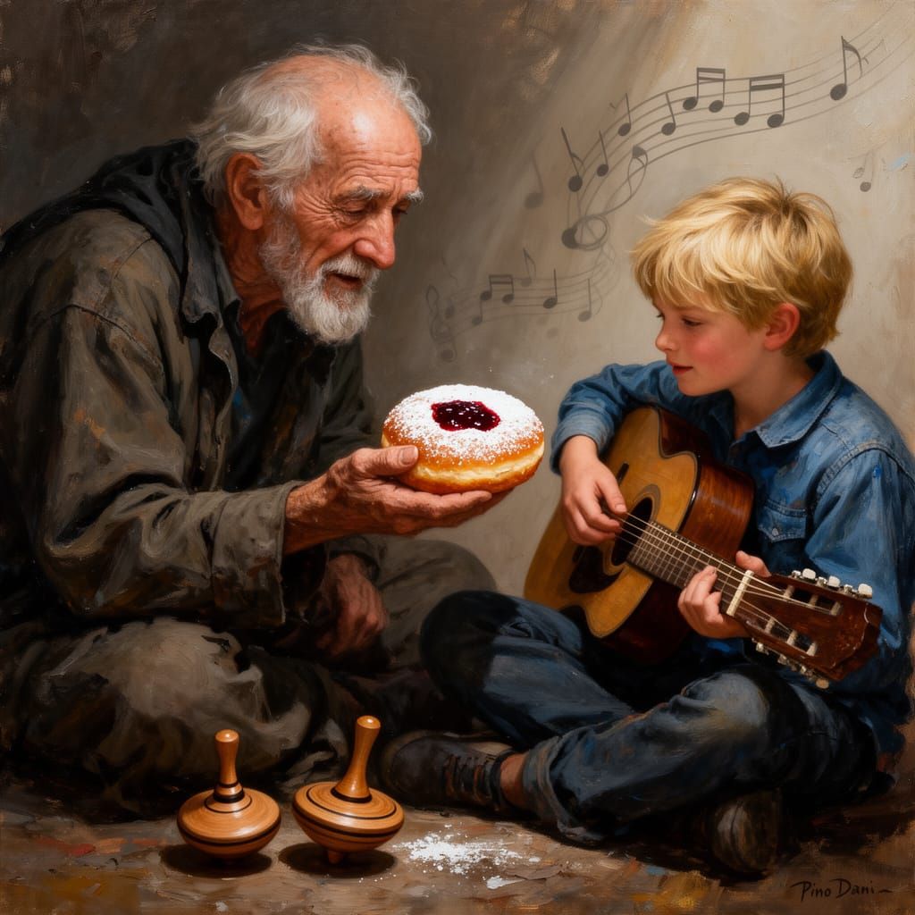 Kindness: Man Shares Donut with Guitar-Playing Boy