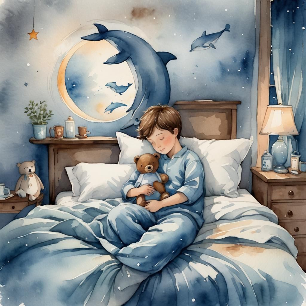 Whimsical Bedtime Illustration in Watercolor Style