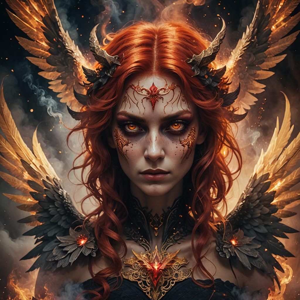 Demonic Angel Portrait in Dark Fantasy Style