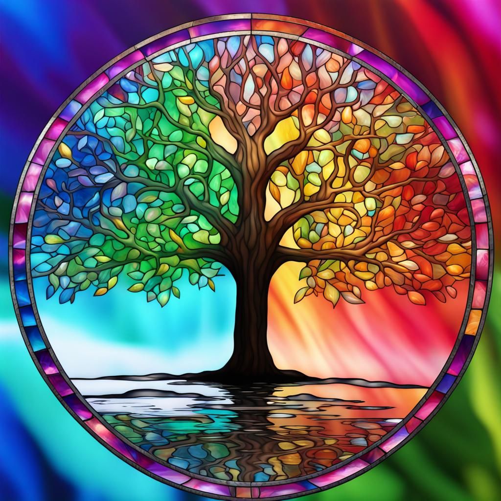 Stain glass tree of life