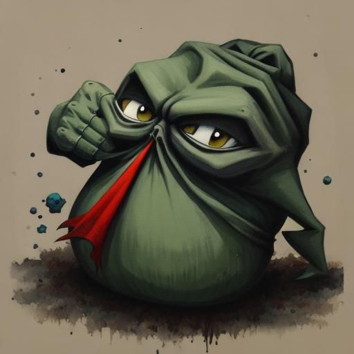 Detailed Gouache Painting of a Sack Man Bogeyman