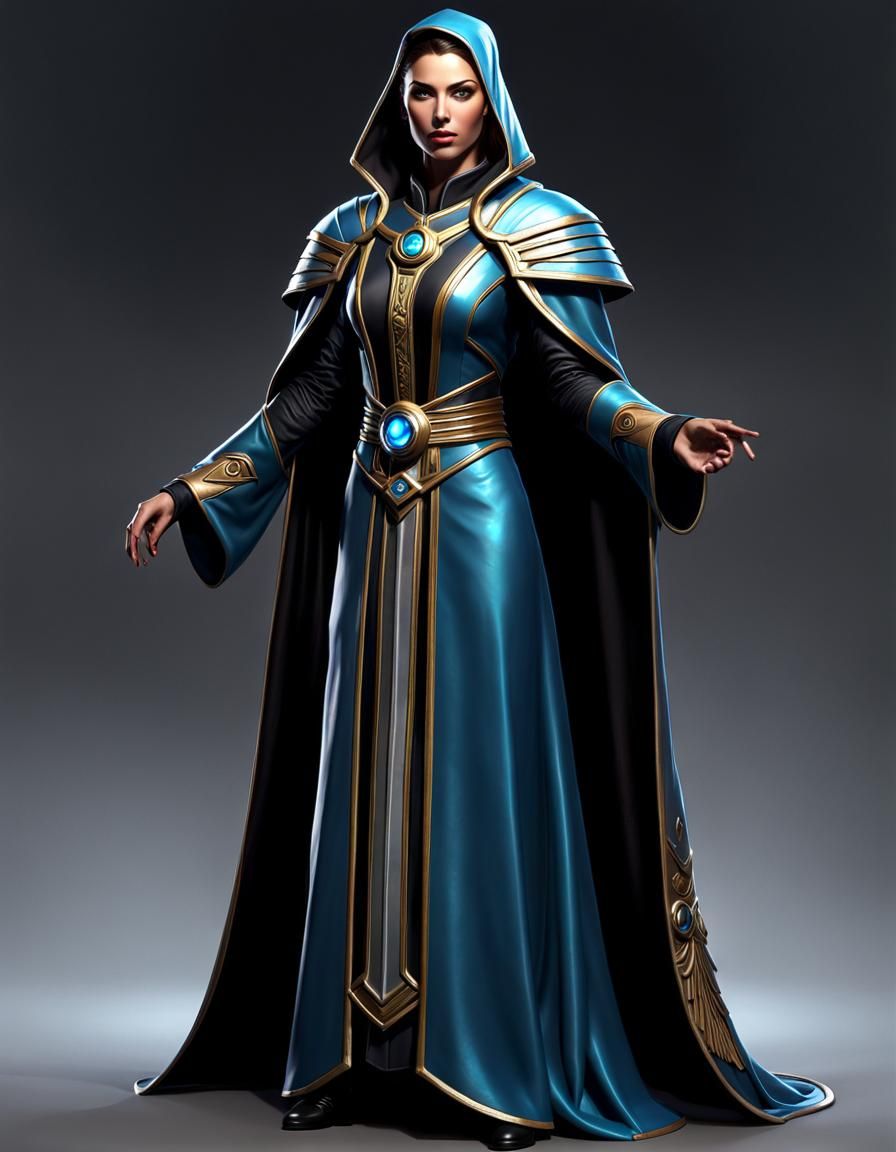 Futuristic Sci-Fi Human Cleric in Dark Fantasy Style