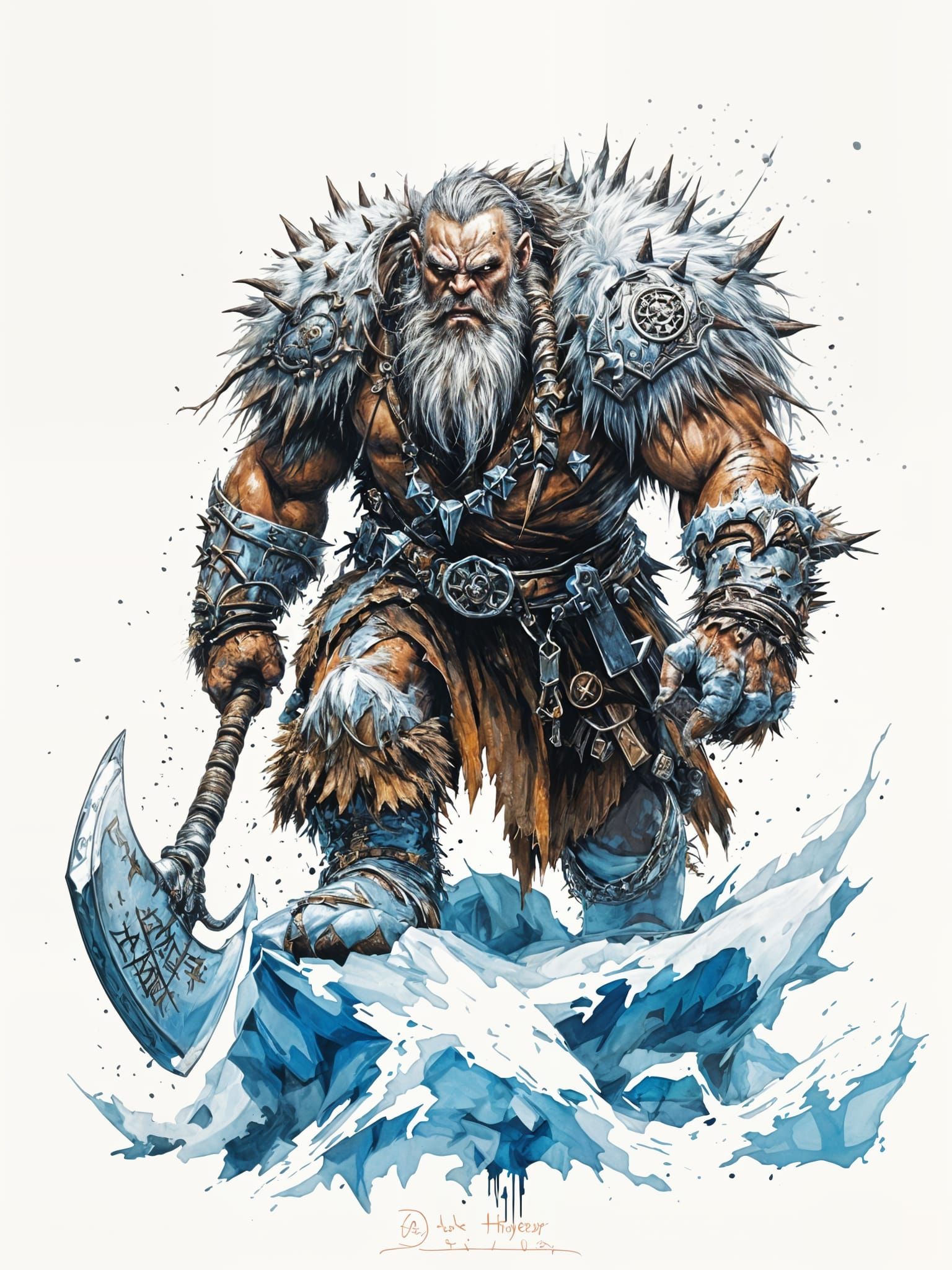 Ogre Berserker with Greataxe in Dark Fantasy Style