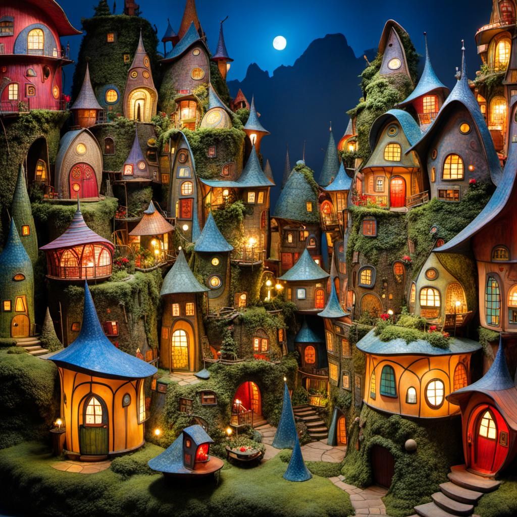 Fantastic Village Inspired by Expressionist Art