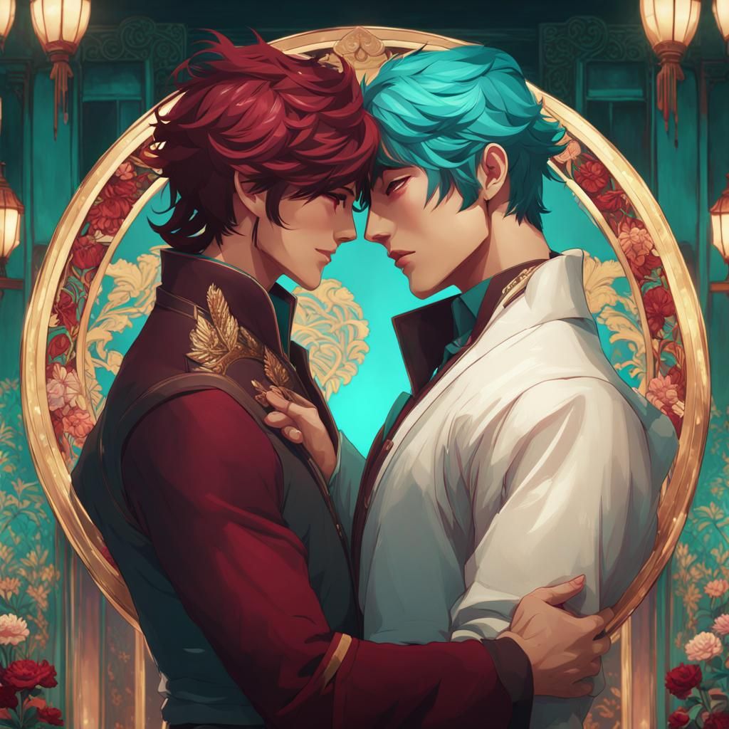 Burgundy and Cyan