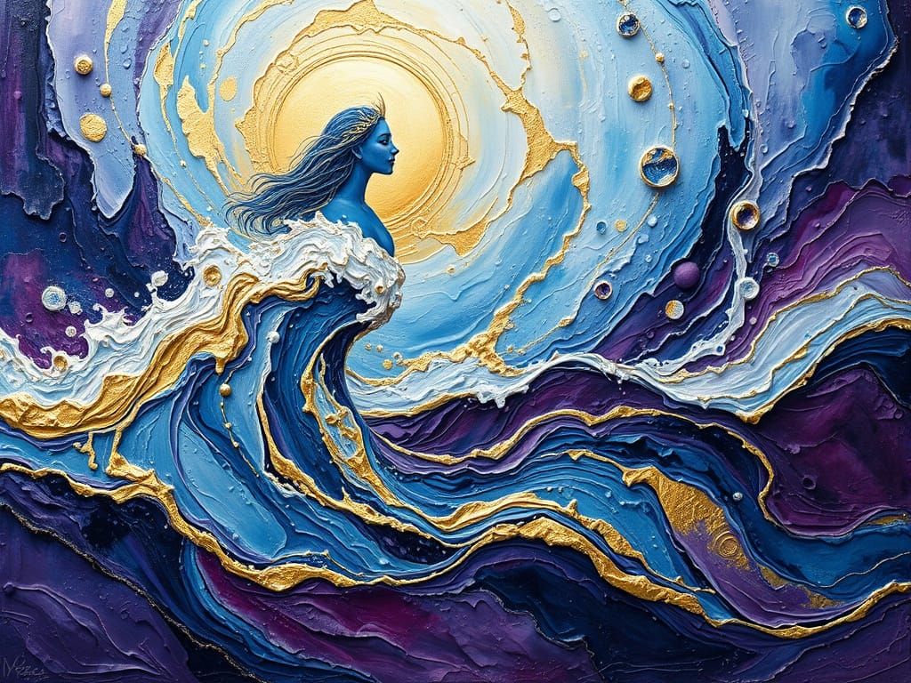 Expressionist Goddess in Vibrant Textured Oil