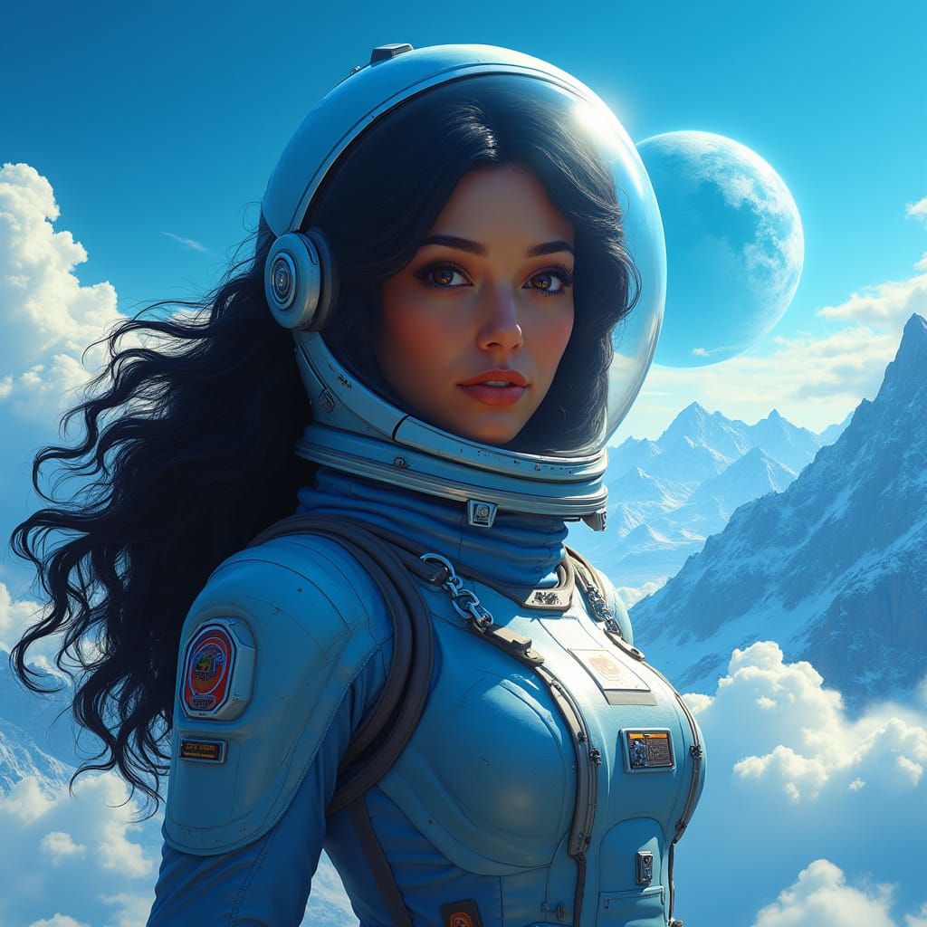 Surreal Astronaut in Cosmic Pleiades Landscape