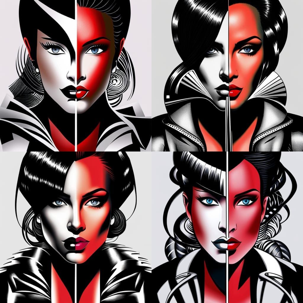 Noir Comic: Beautiful Woman in Opart Style