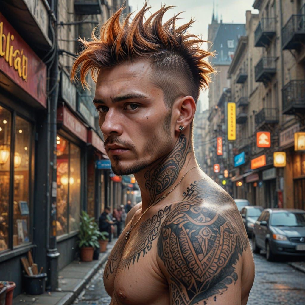 Detailed Photorealistic Portrait of Retro-Futuristic Man