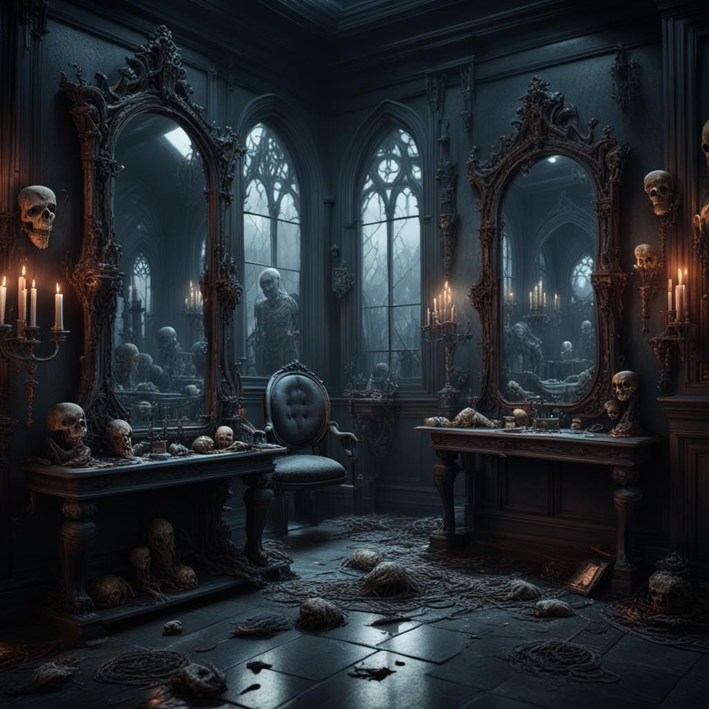 Spooky Haunted Room with Mirrors: Matte Painting