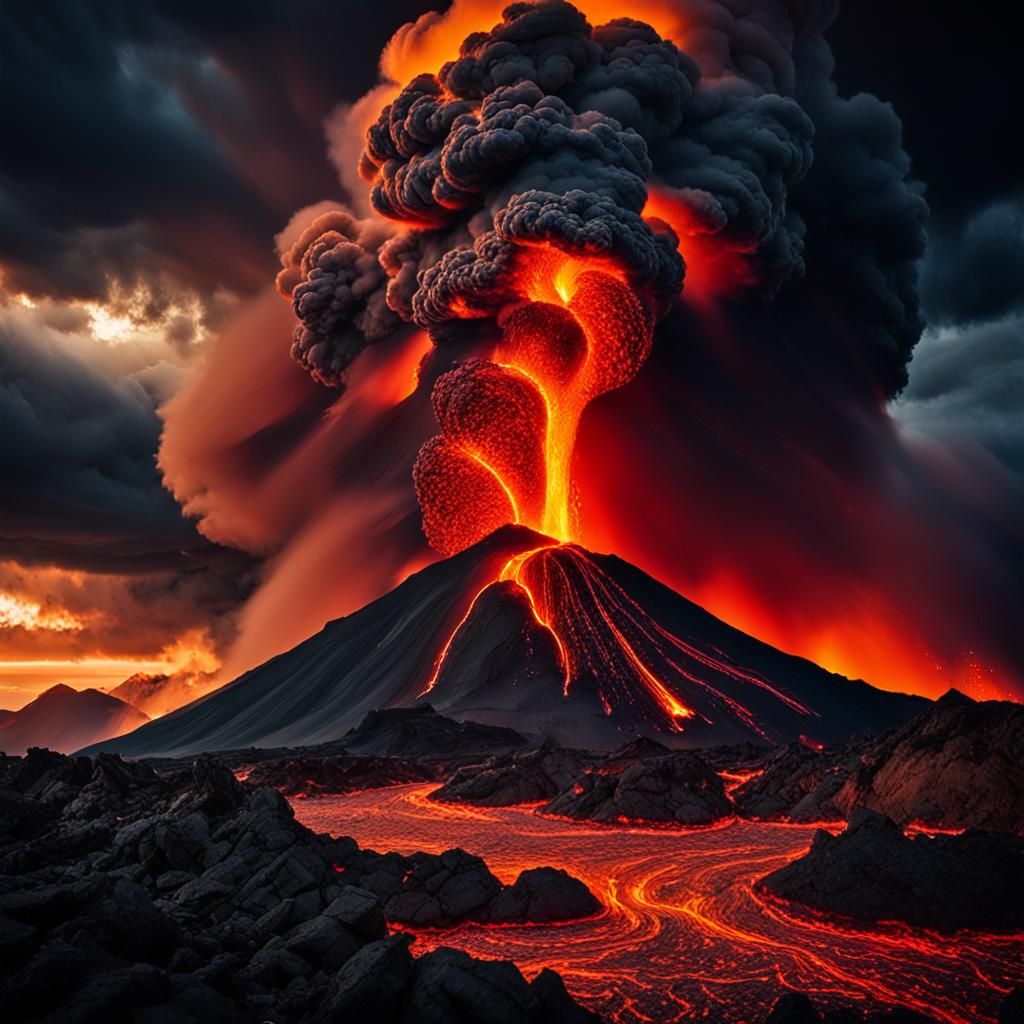 Dramatic Volcanic Eruption Landscape Photography
