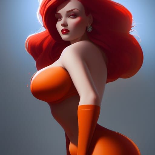 Jessica Rabbit Concept Art in Orange and Teal